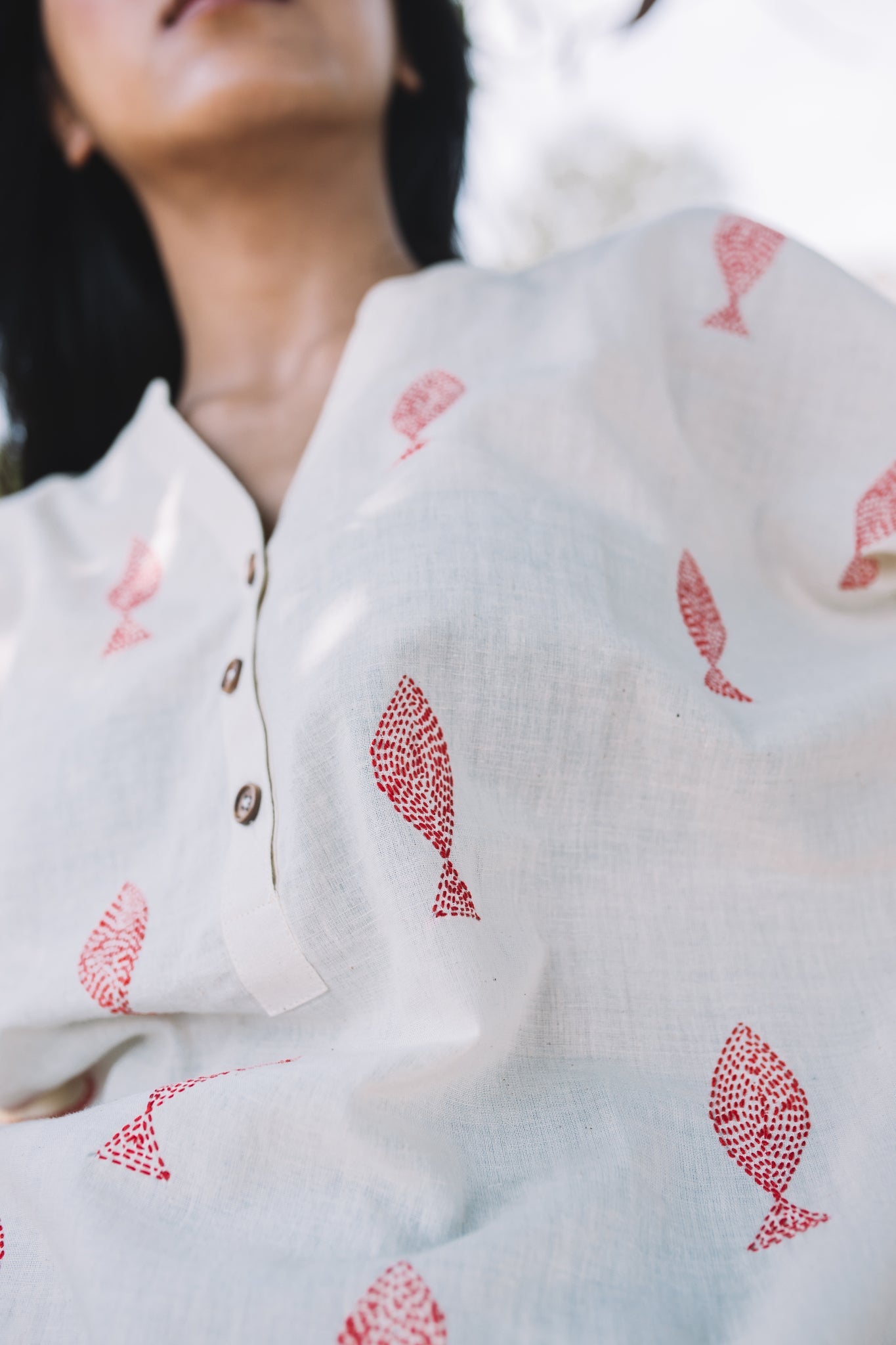 Matsya Mandarin Collar Top - CiceroniTopsIra