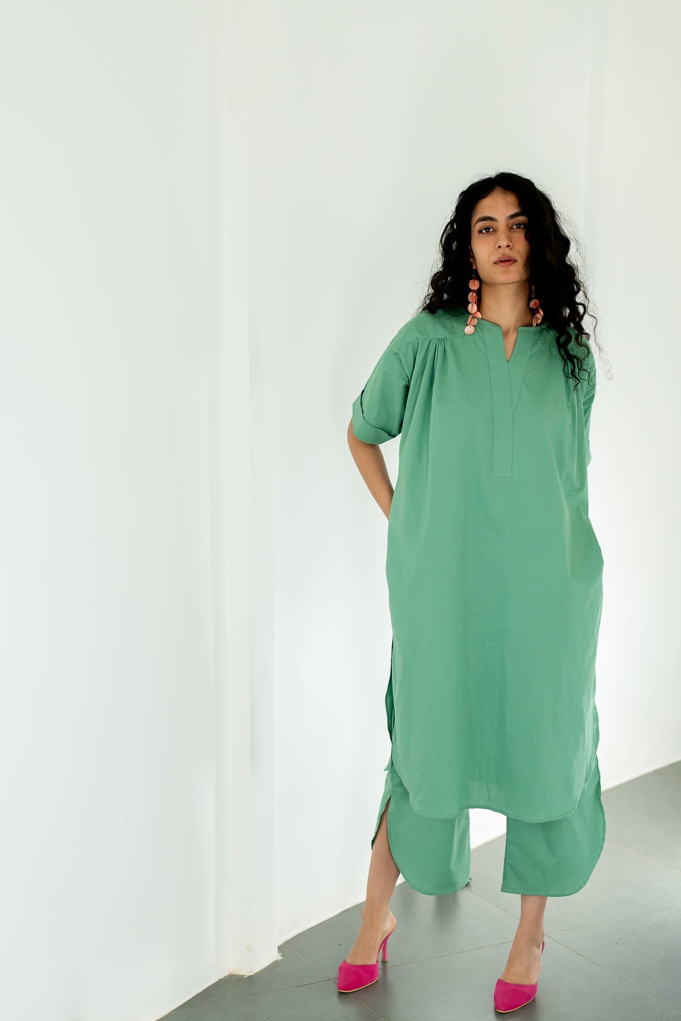 Meadows green Tunic with Pants - CiceroniKurta SetSilai Studio