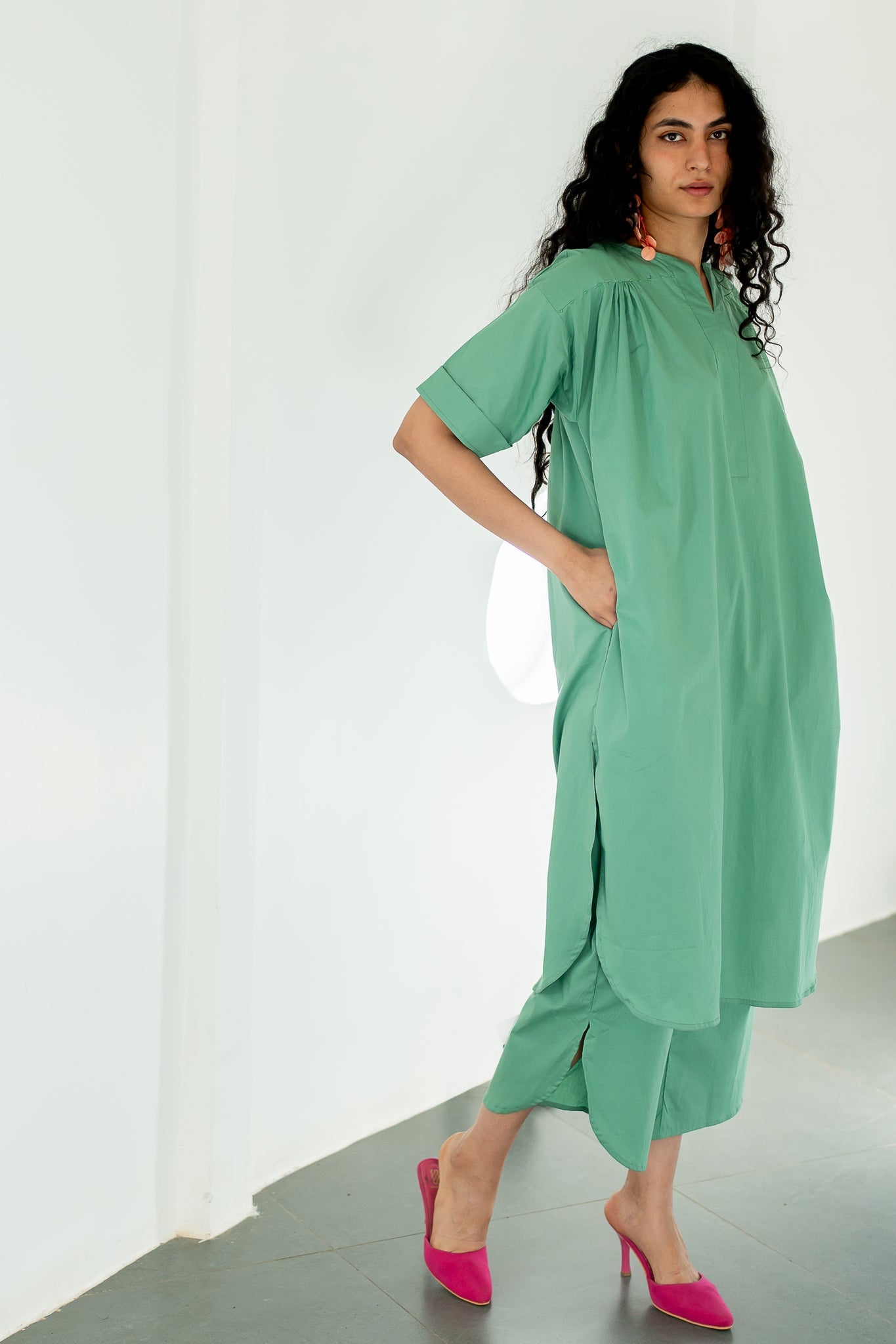 Meadows green Tunic with Pants - CiceroniKurta SetSilai Studio