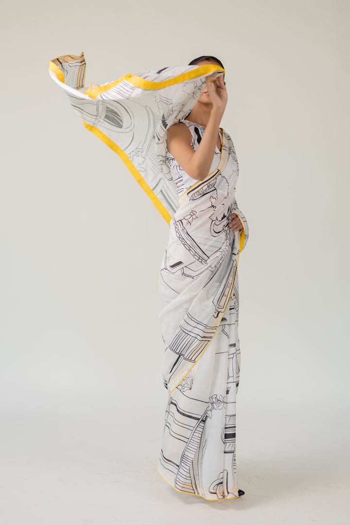 Mediterranean Citylines Saree - CiceroniSareeSilai Studio
