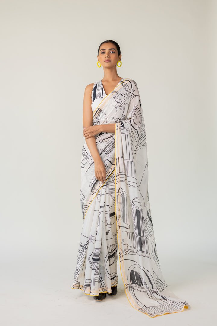 Mediterranean Citylines Saree - CiceroniSareeSilai Studio