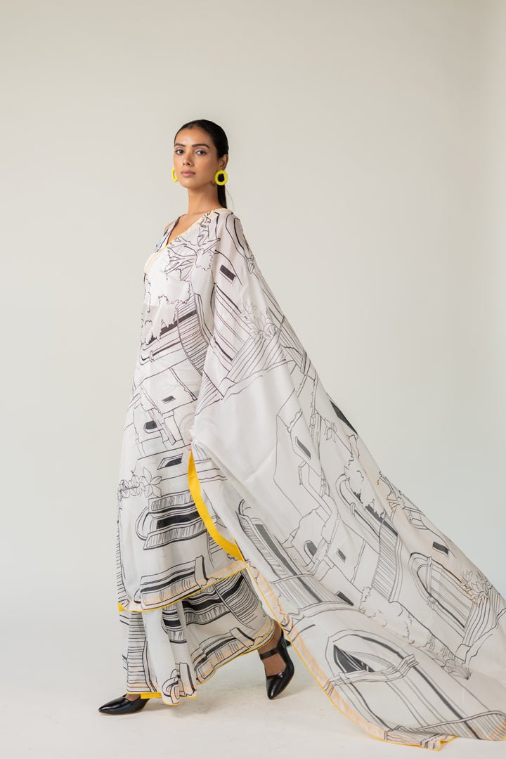 Mediterranean Citylines Saree - CiceroniSareeSilai Studio