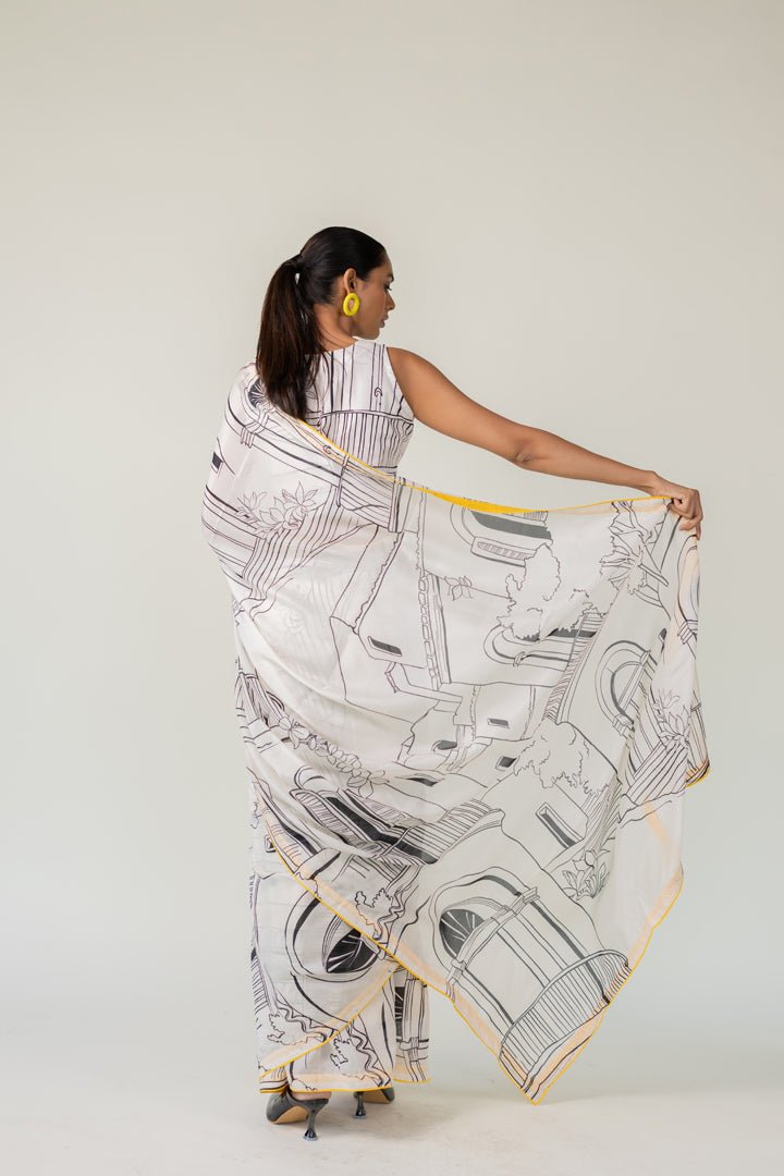 Mediterranean Citylines Saree - CiceroniSareeSilai Studio