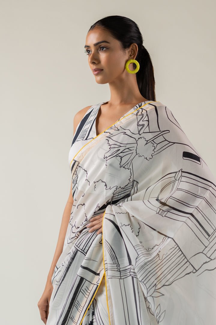 Mediterranean Citylines Saree - CiceroniSareeSilai Studio