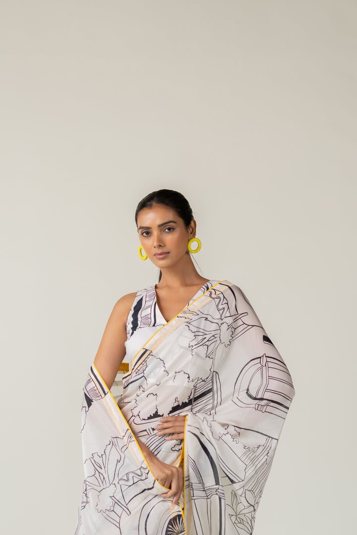Mediterranean Citylines Saree - CiceroniSareeSilai Studio