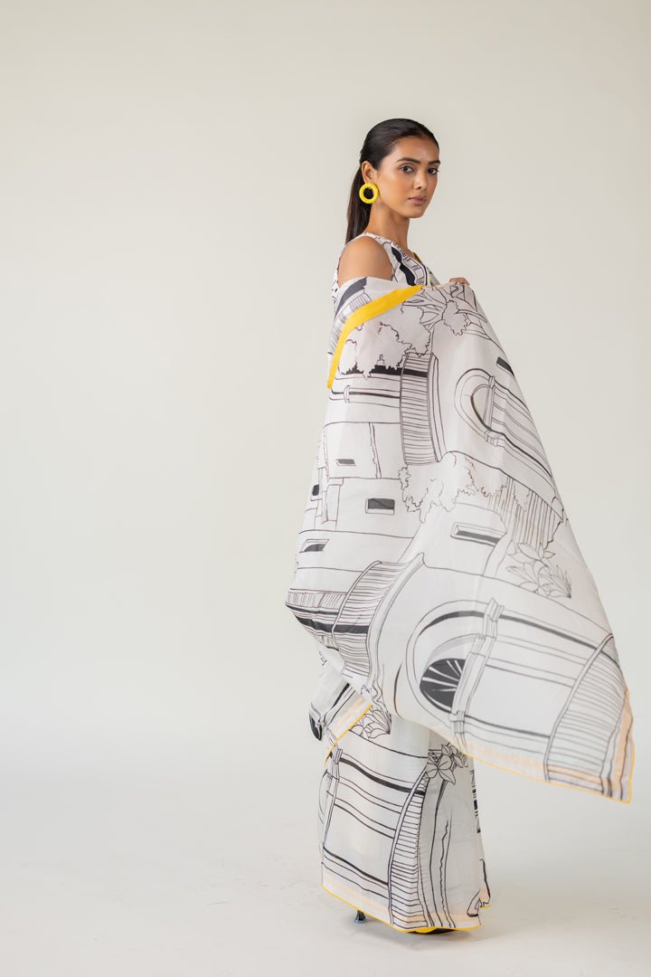 Mediterranean Citylines Saree - CiceroniSareeSilai Studio