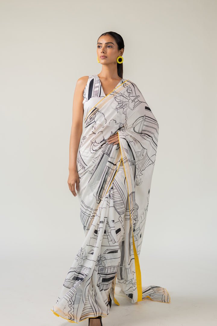 Mediterranean Citylines Saree - CiceroniSareeSilai Studio