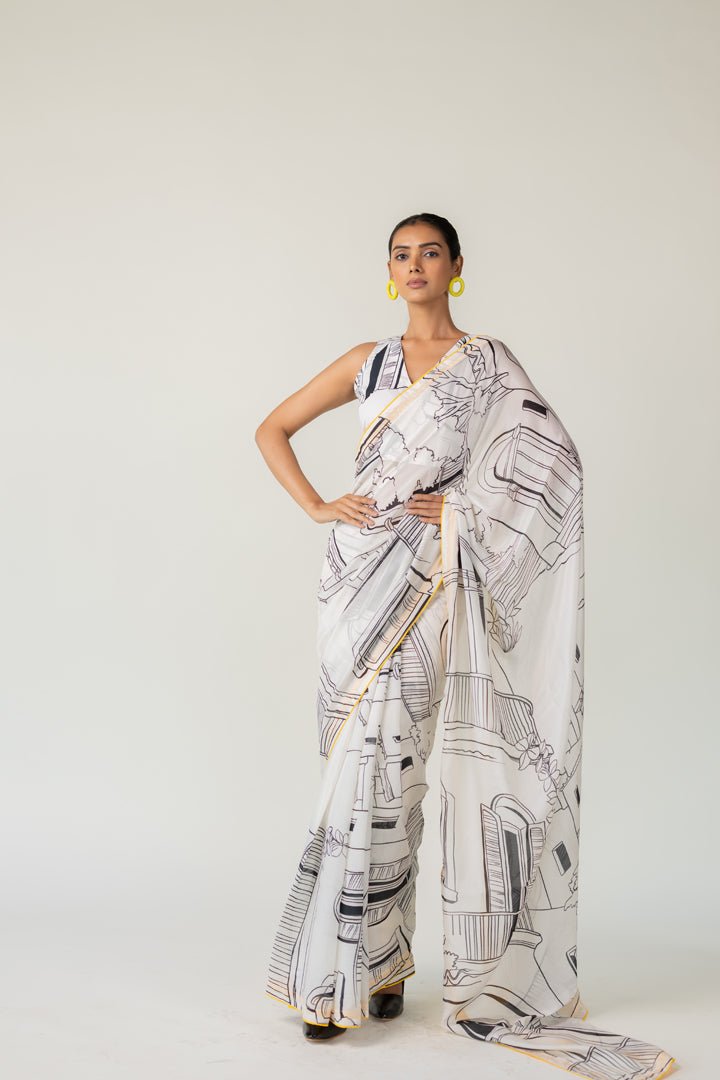Mediterranean Citylines Saree - CiceroniSareeSilai Studio