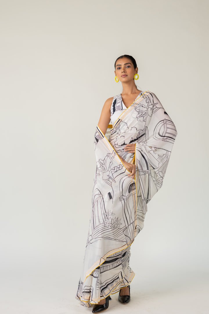 Mediterranean Citylines Saree - CiceroniSareeSilai Studio