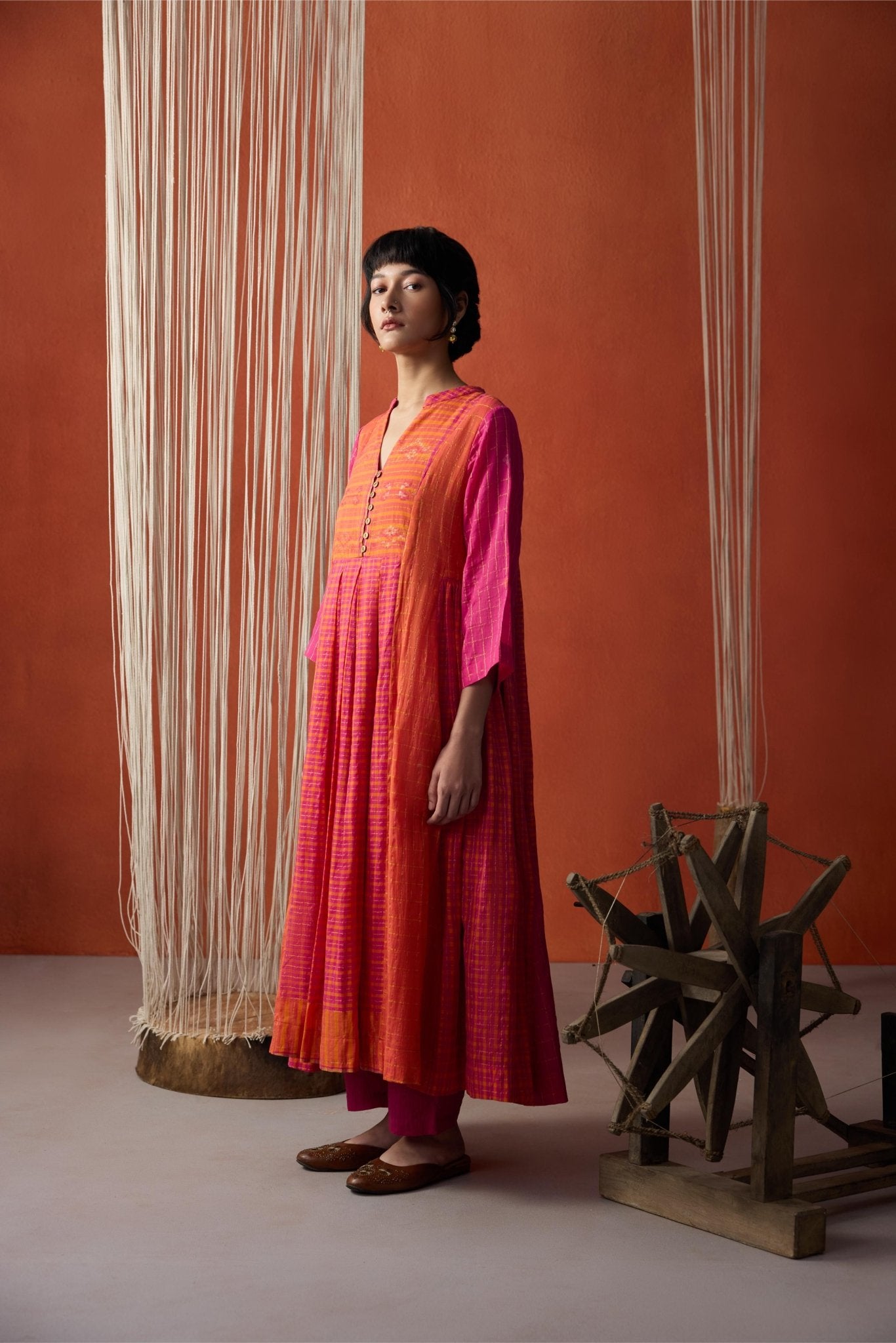 Meera Co-ord Set - Orange and Rani - CiceroniKurta Set, Everyday WearGulmohar Calcutta