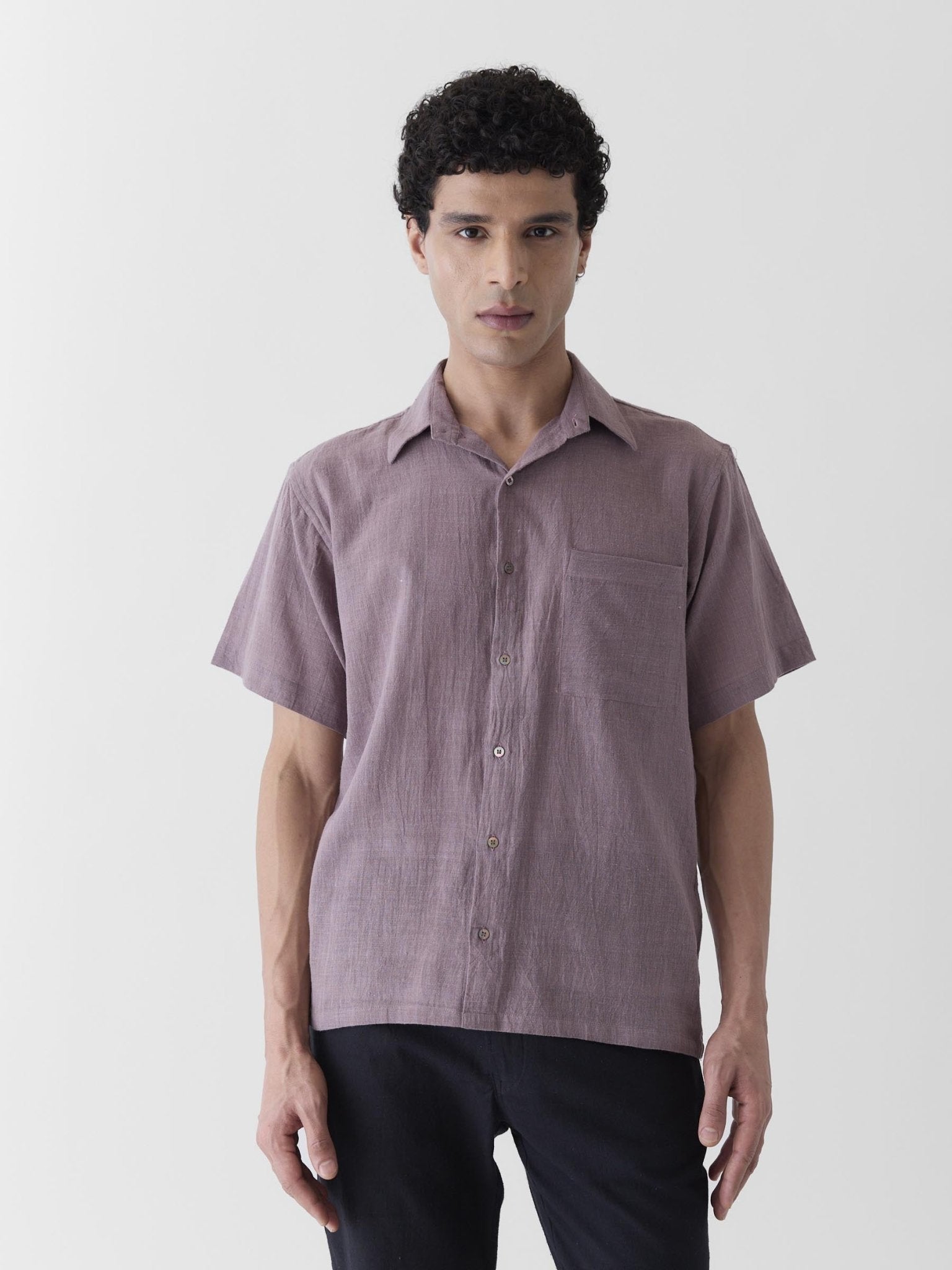 Men's Half Sleeve Shirt - Mauve Purple - CiceroniMen ShirtsMareen