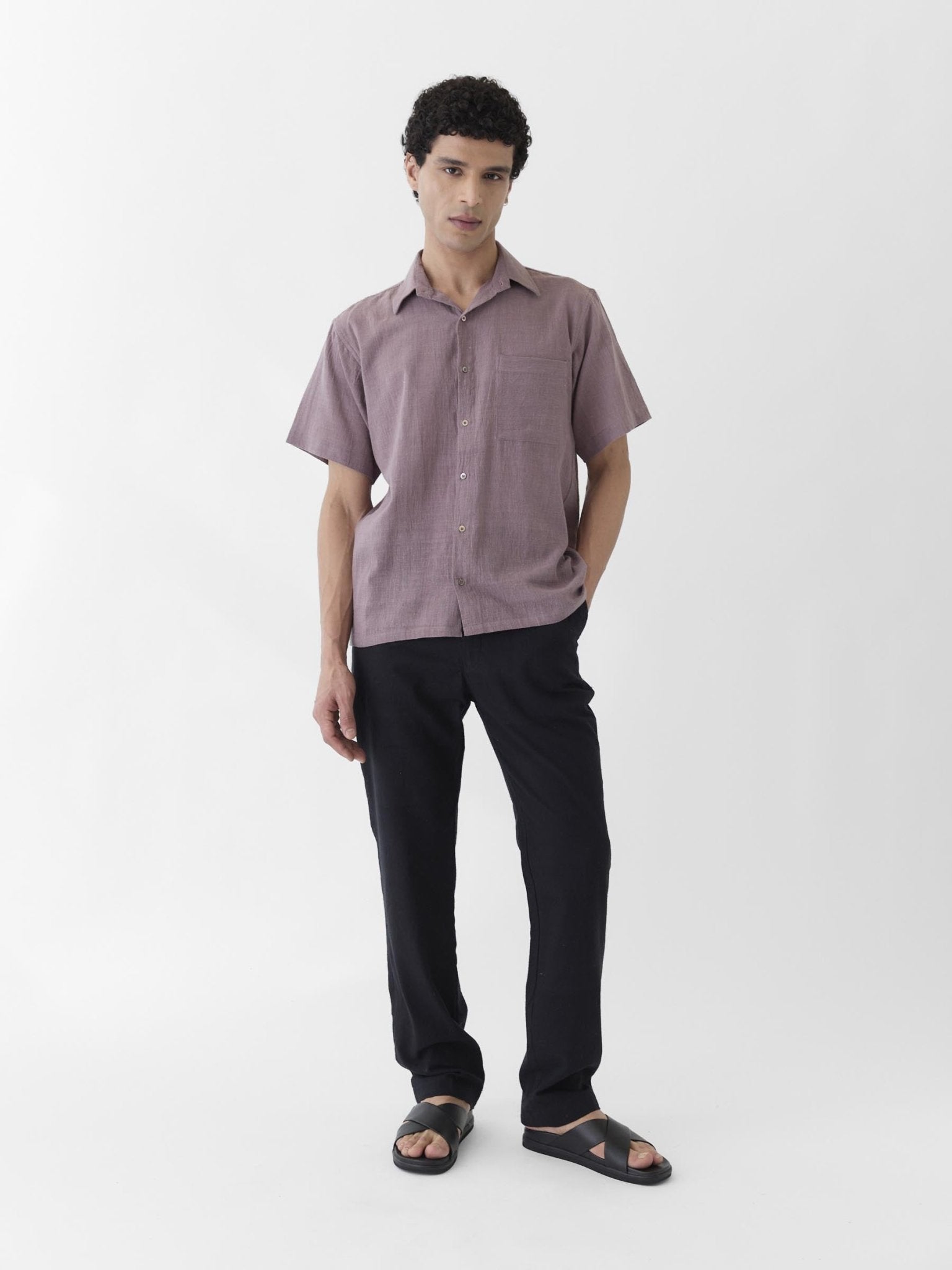 Men's Half Sleeve Shirt - Mauve Purple - CiceroniMen ShirtsMareen