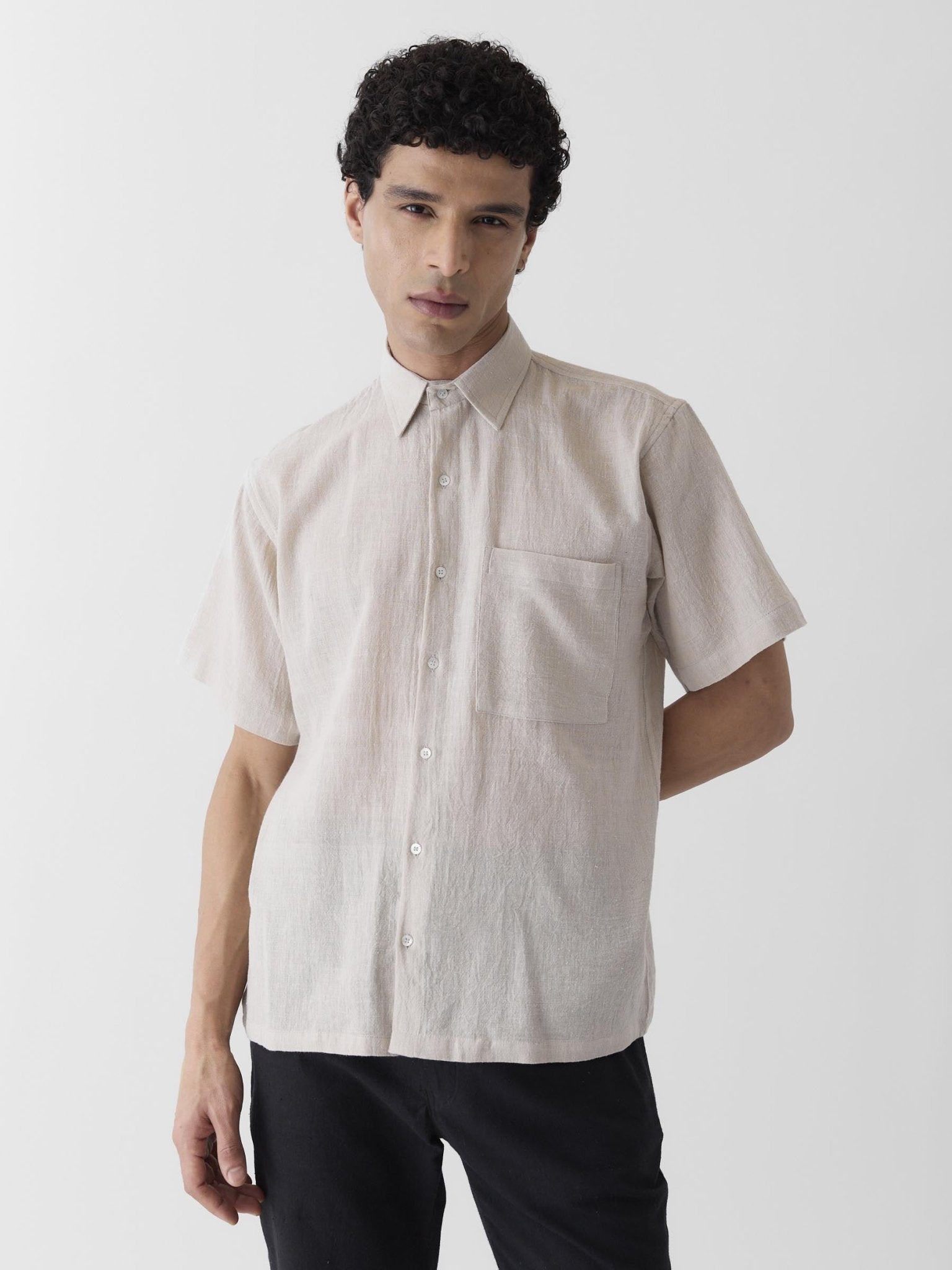 Men's Half Sleeve Shirt - Natural Undyed - CiceroniMen ShirtsMareen