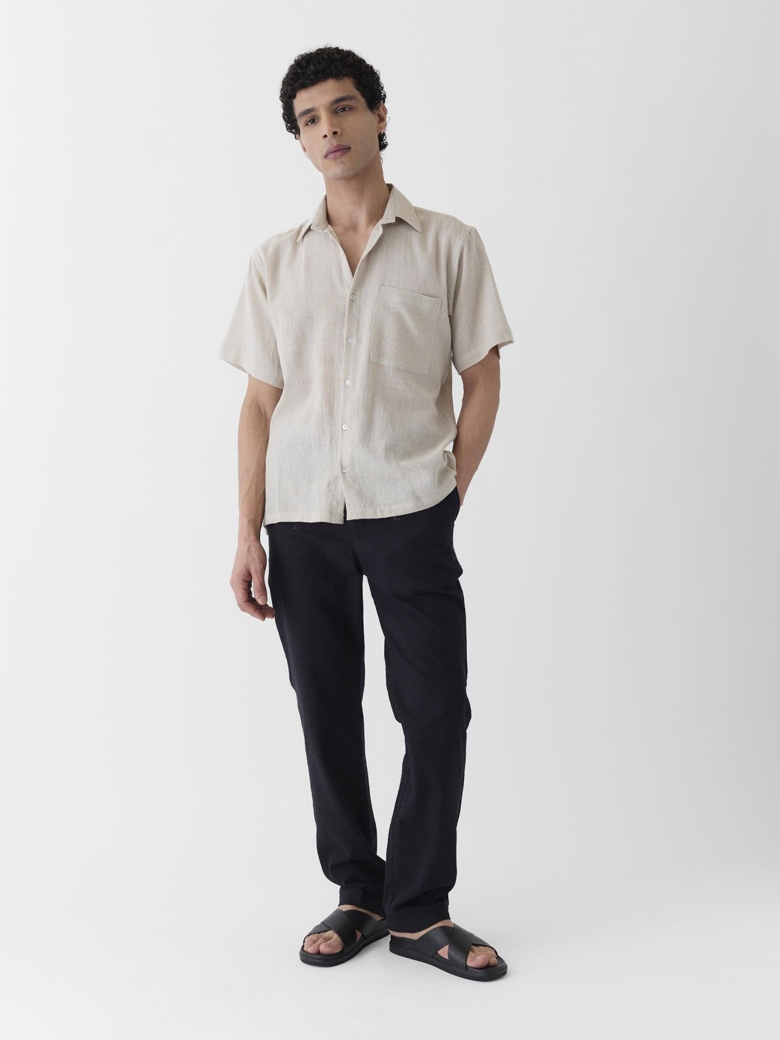 Men's Half Sleeve Shirt - Natural Undyed - CiceroniMen ShirtsMareen
