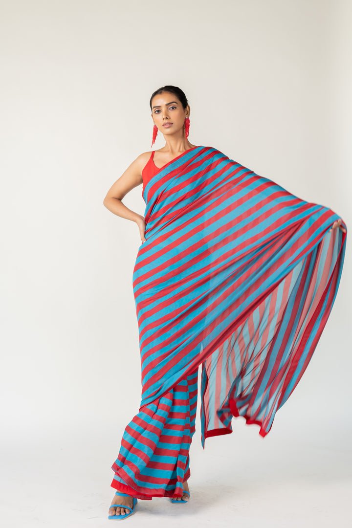 Metro Stripes Saree - CiceroniSareeSilai Studio