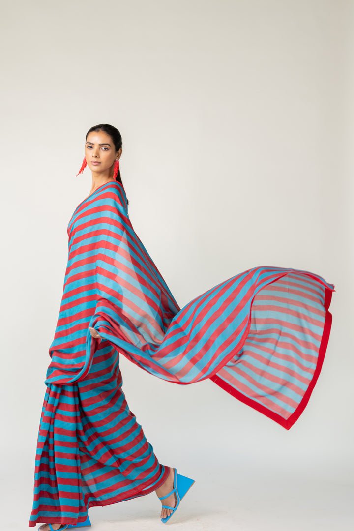 Metro Stripes Saree - CiceroniSareeSilai Studio