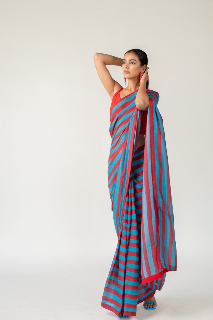 Metro Stripes Saree - CiceroniSareeSilai Studio