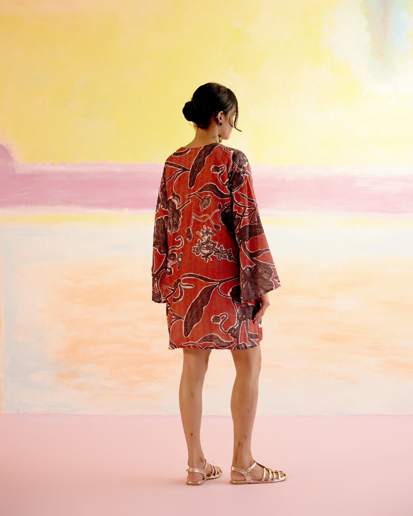 Mexicana Short Dress Red Jardin Print - CiceroniDressesHappi Space