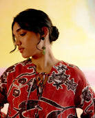 Mexicana Short Dress Red Jardin Print - CiceroniDressesHappi Space