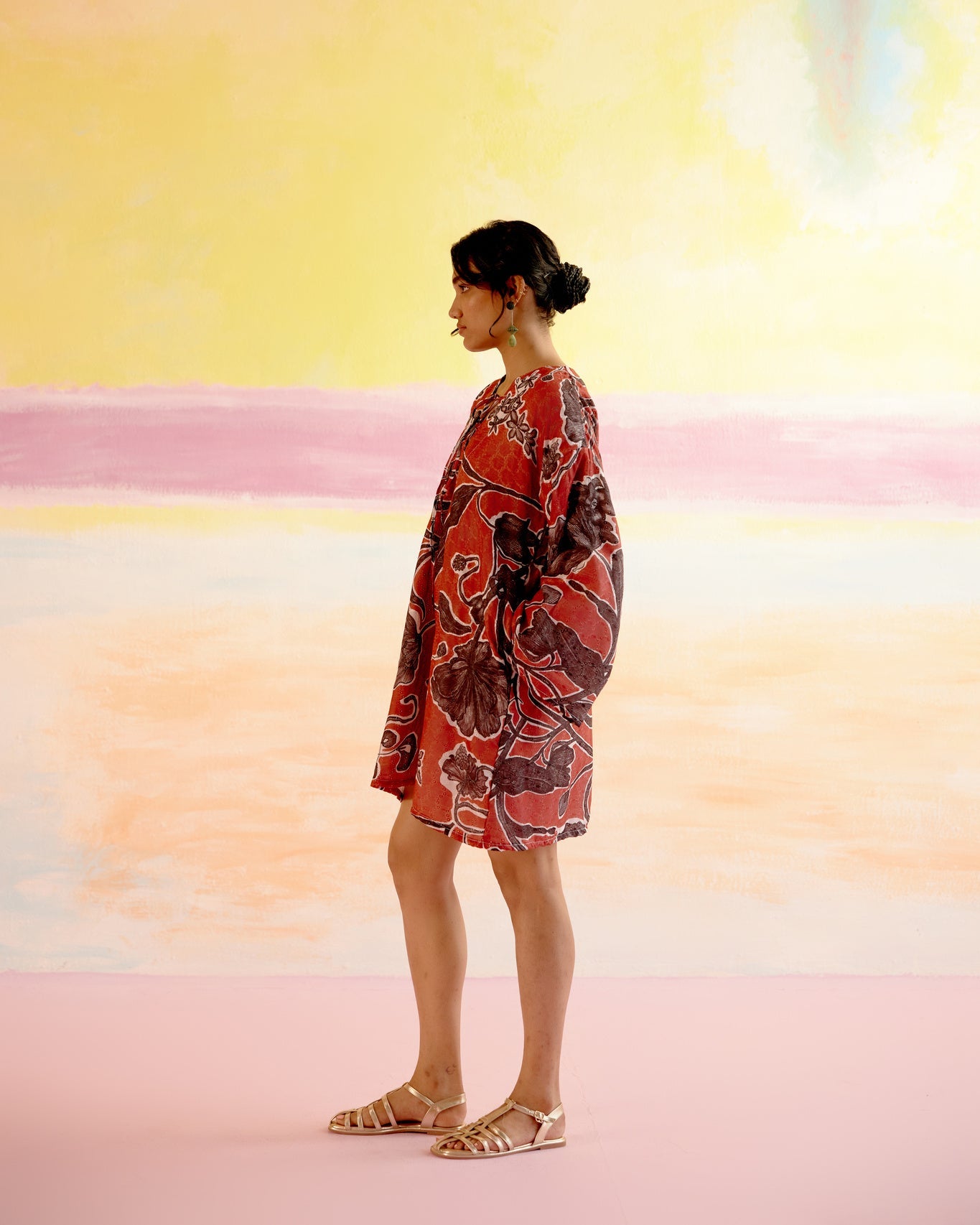 Mexicana Short Dress Red Jardin Print - CiceroniDressesHappi Space