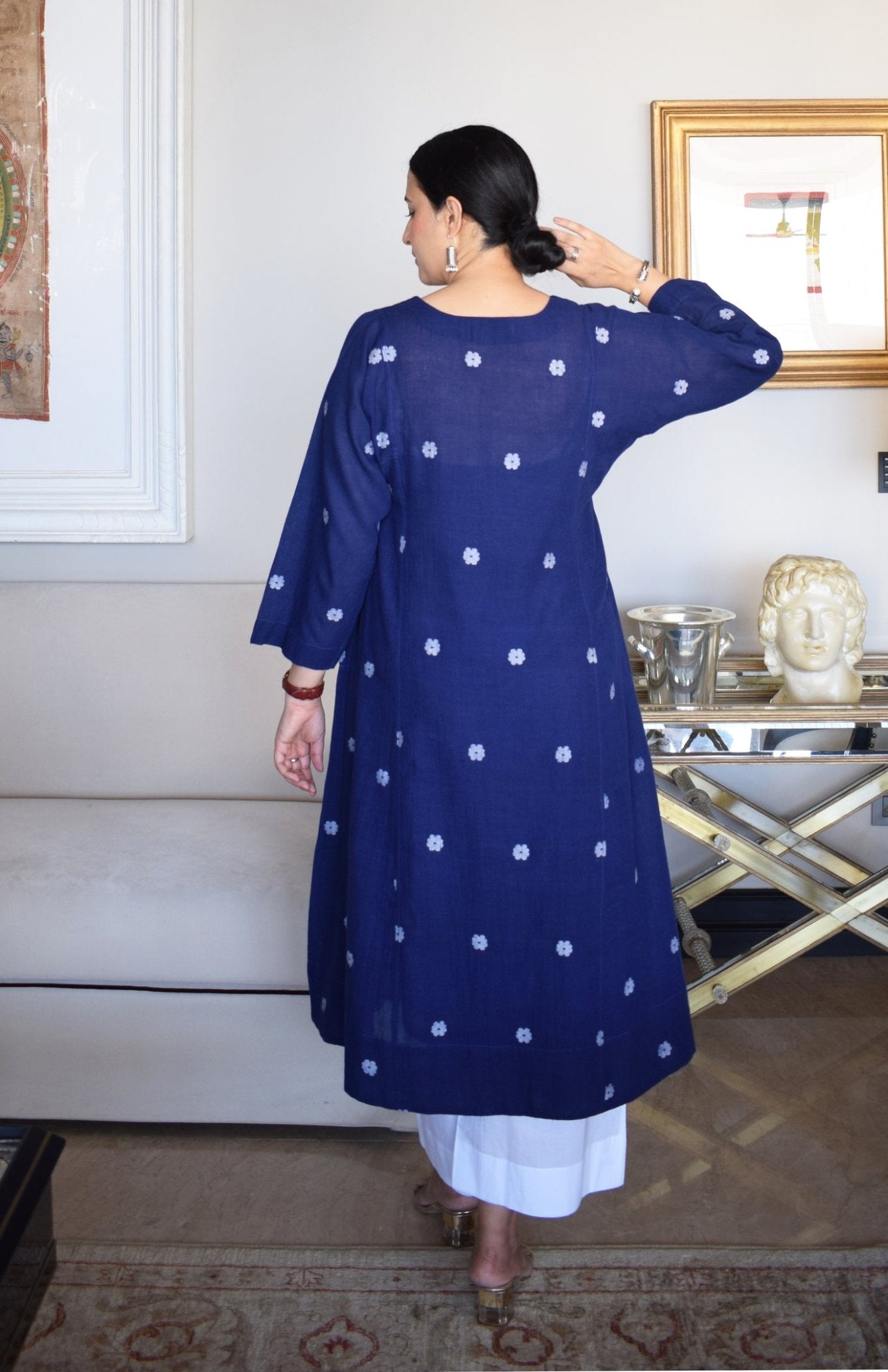 Midnight Blue Jamdani Phiran - CiceroniKurta, Everyday WearHouse of Moxa