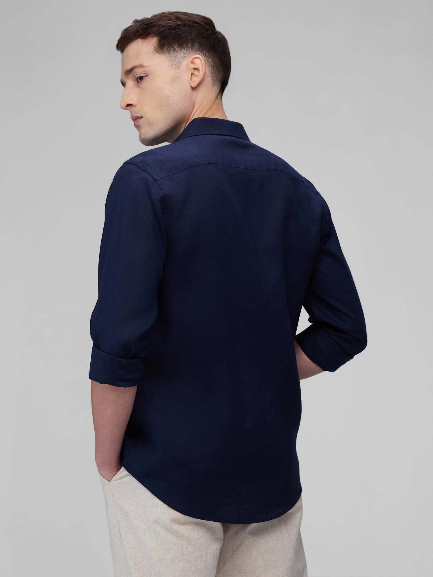 Midnight Navy 100% Linen Classic Shirt - CiceroniMen Shirtsbhrāta