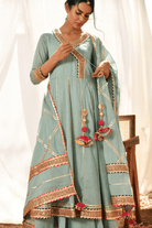 Mint Atrangi Anarkali Set - CiceroniKurta Set, Festive WearOmaana