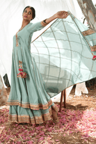 Mint Atrangi Anarkali Set - CiceroniKurta Set, Festive WearOmaana