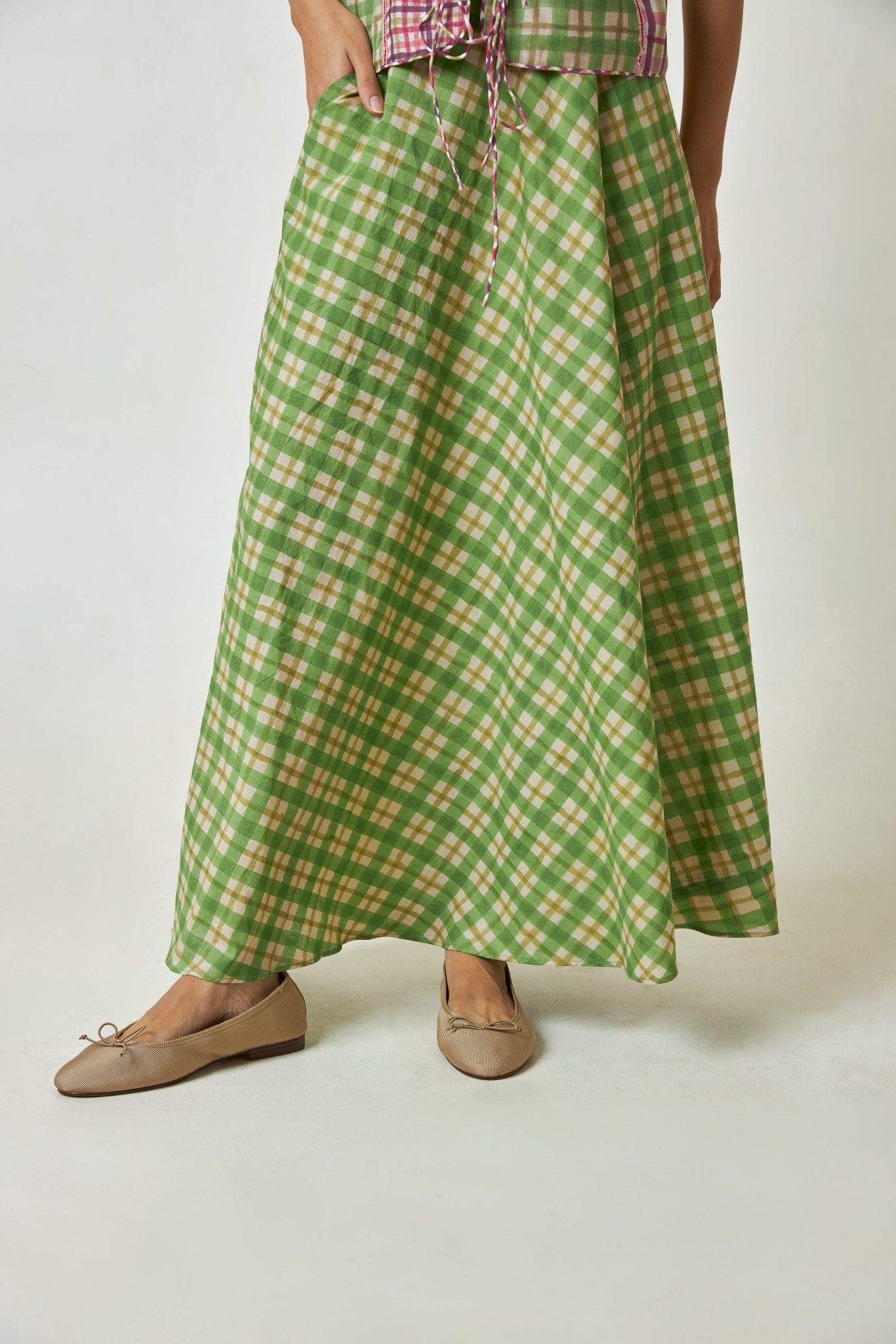 Mint Breeze Block Printed Skirt - CiceroniSkirtPants and Pajamas