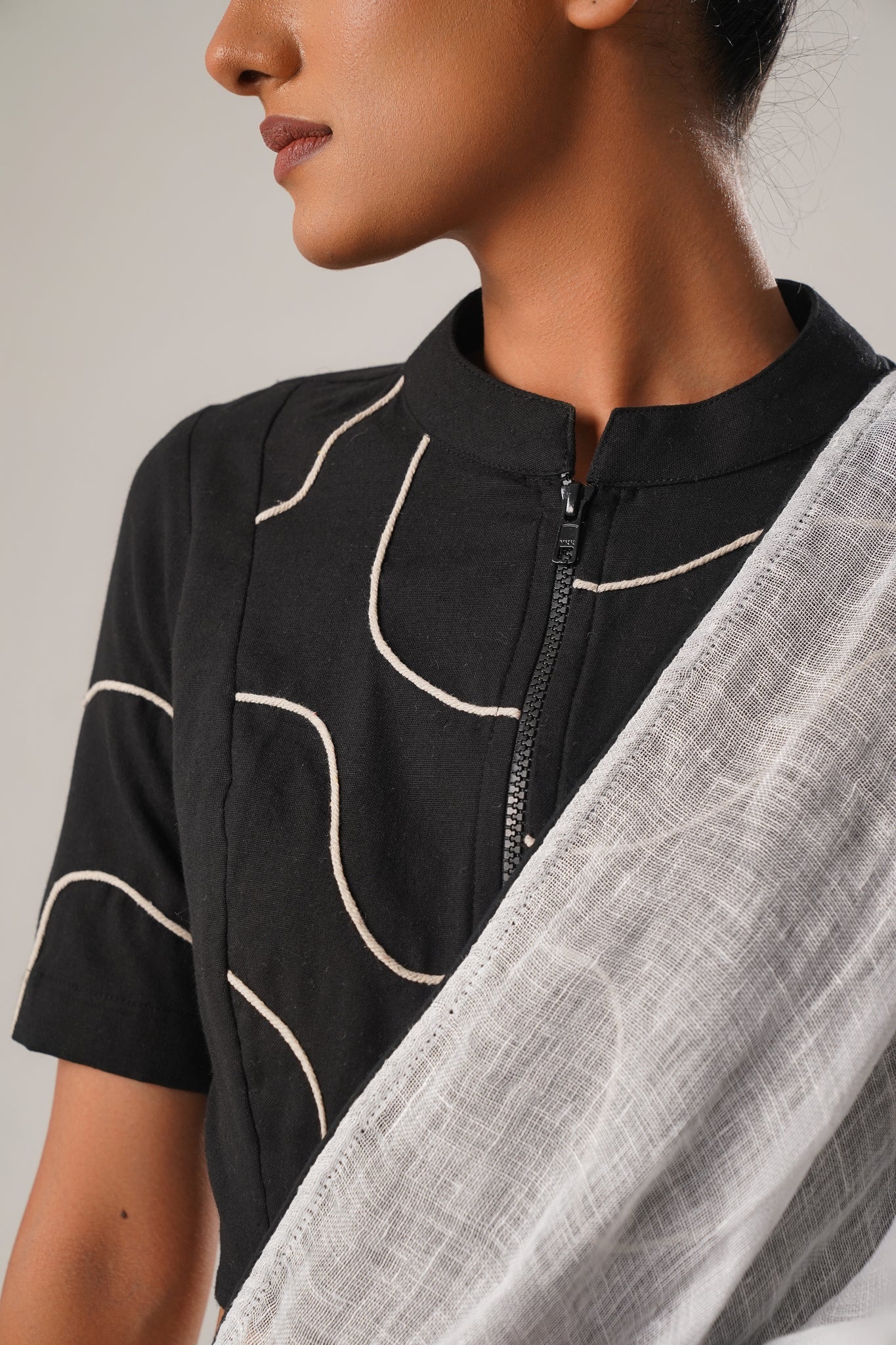 MJ Black Cotton Blouse - CiceroniBlouseATBW