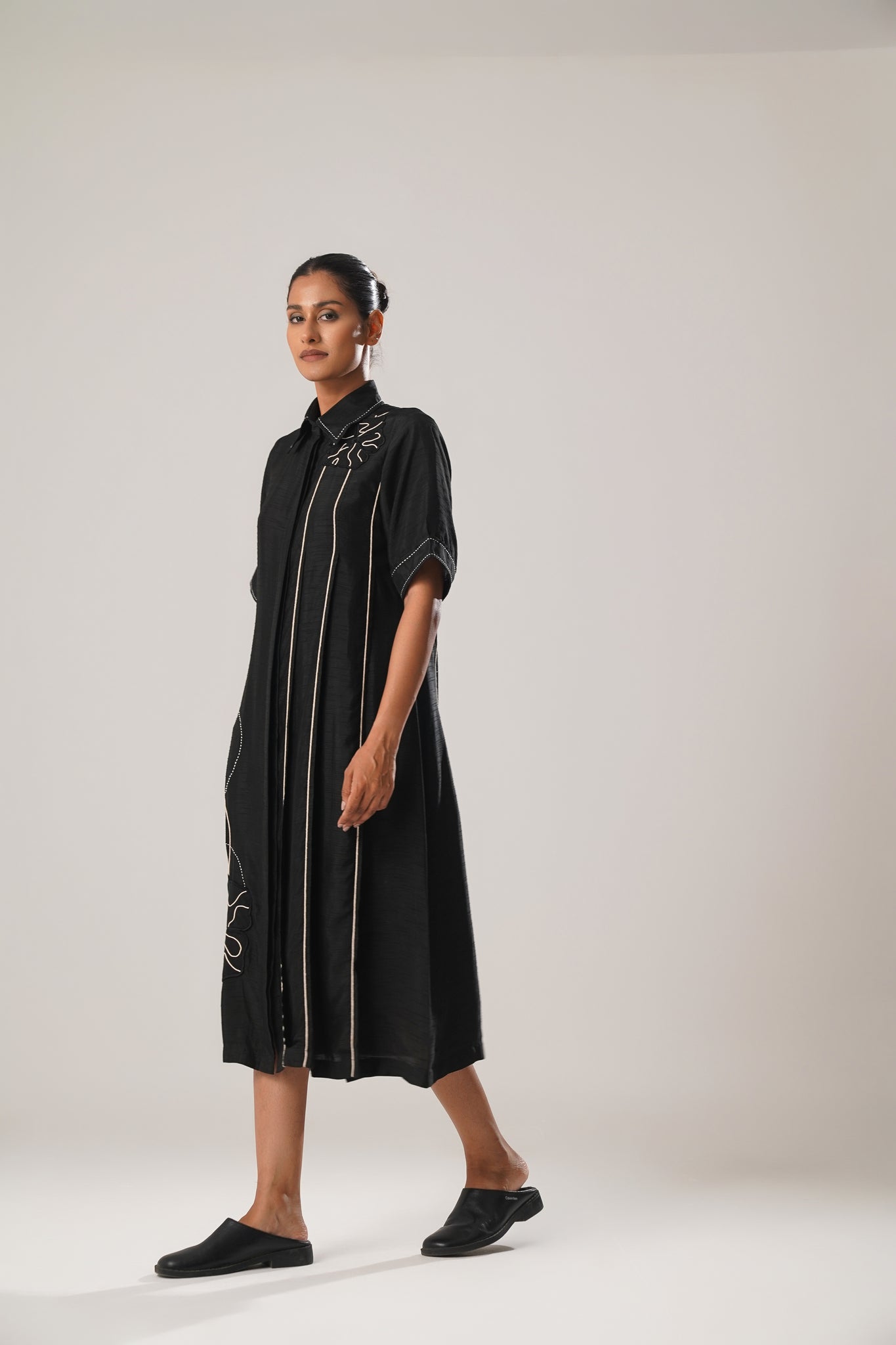 MJ Black Pleated Dress - CiceroniDressesATBW