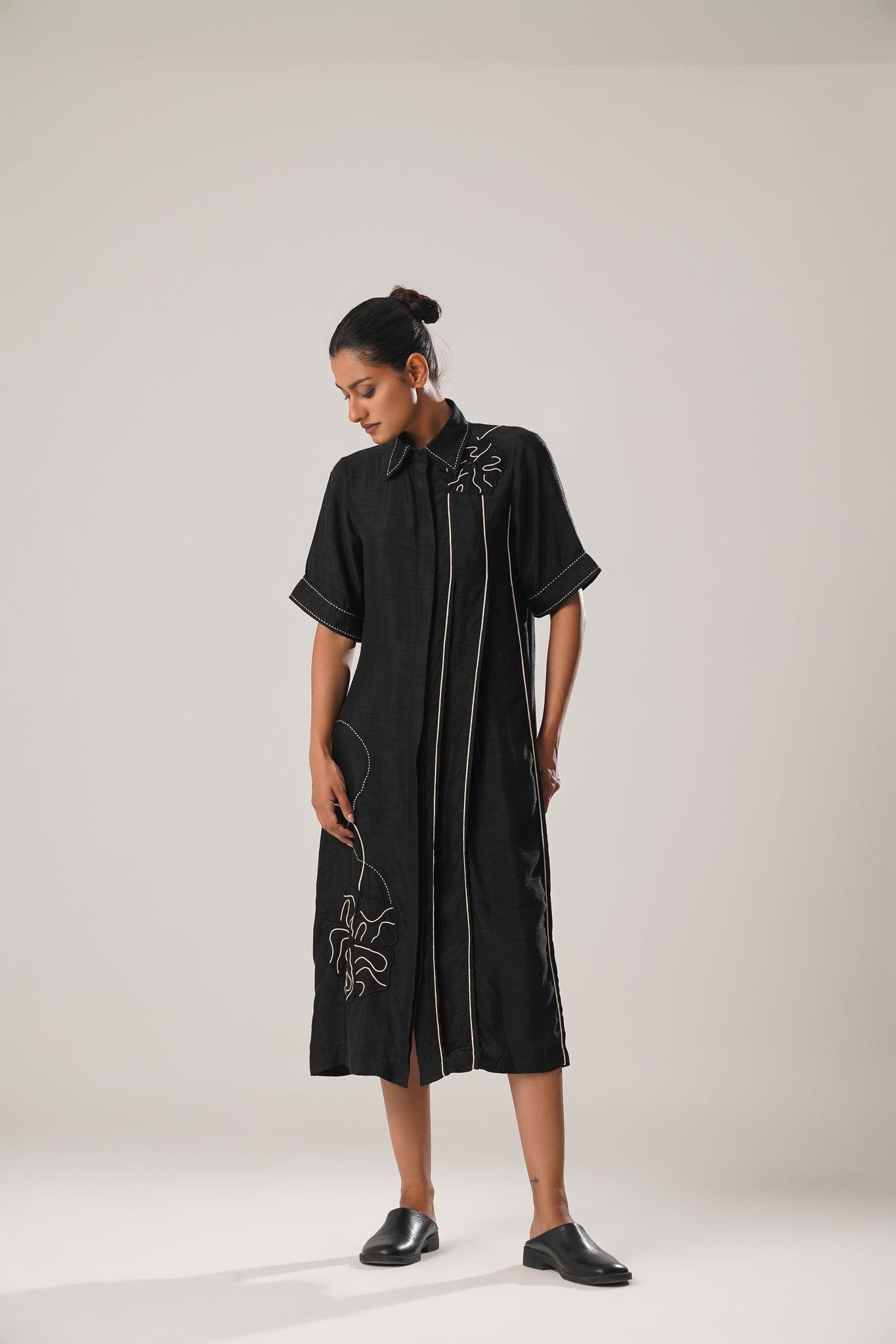 MJ Black Pleated Dress - CiceroniDressesATBW