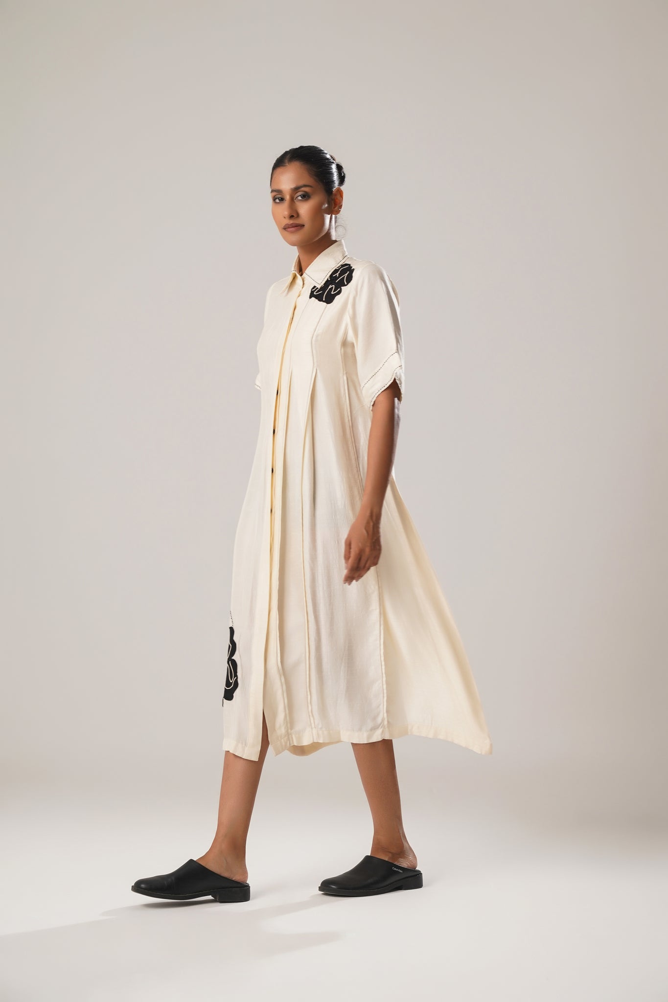 MJ White Pleated Dress - CiceroniDressesATBW