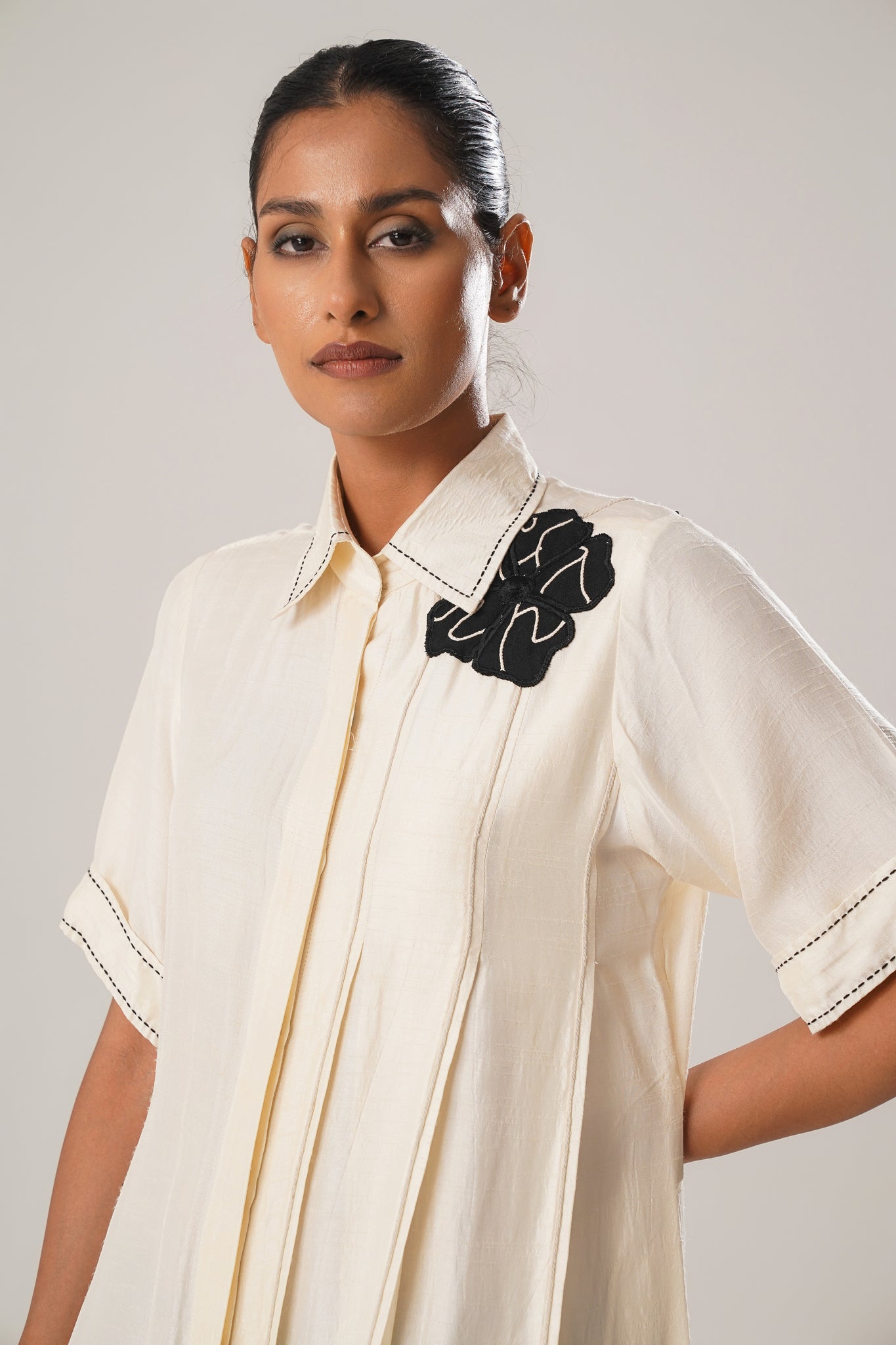 MJ White Pleated Dress - CiceroniDressesATBW