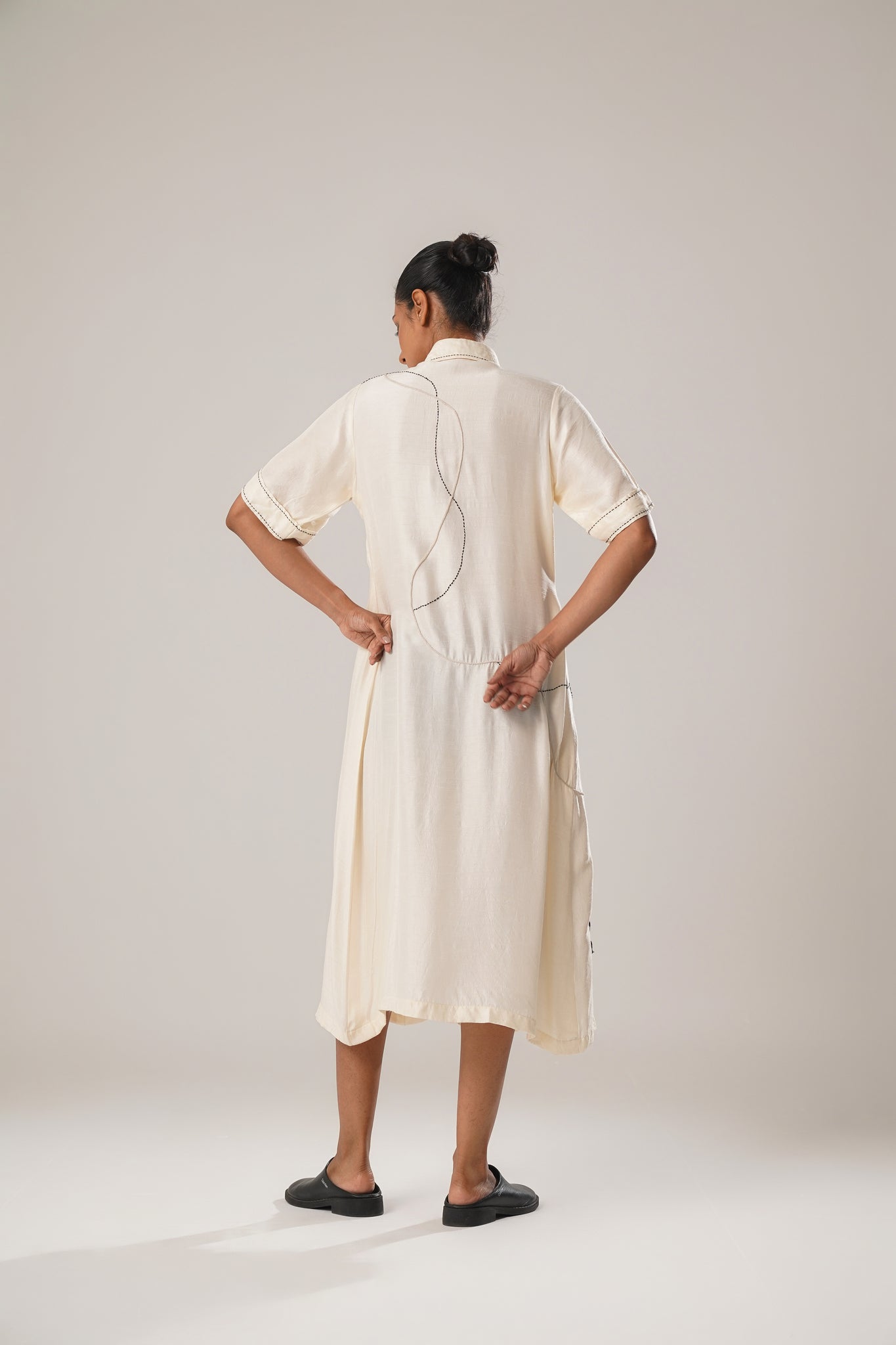 MJ White Pleated Dress - CiceroniDressesATBW