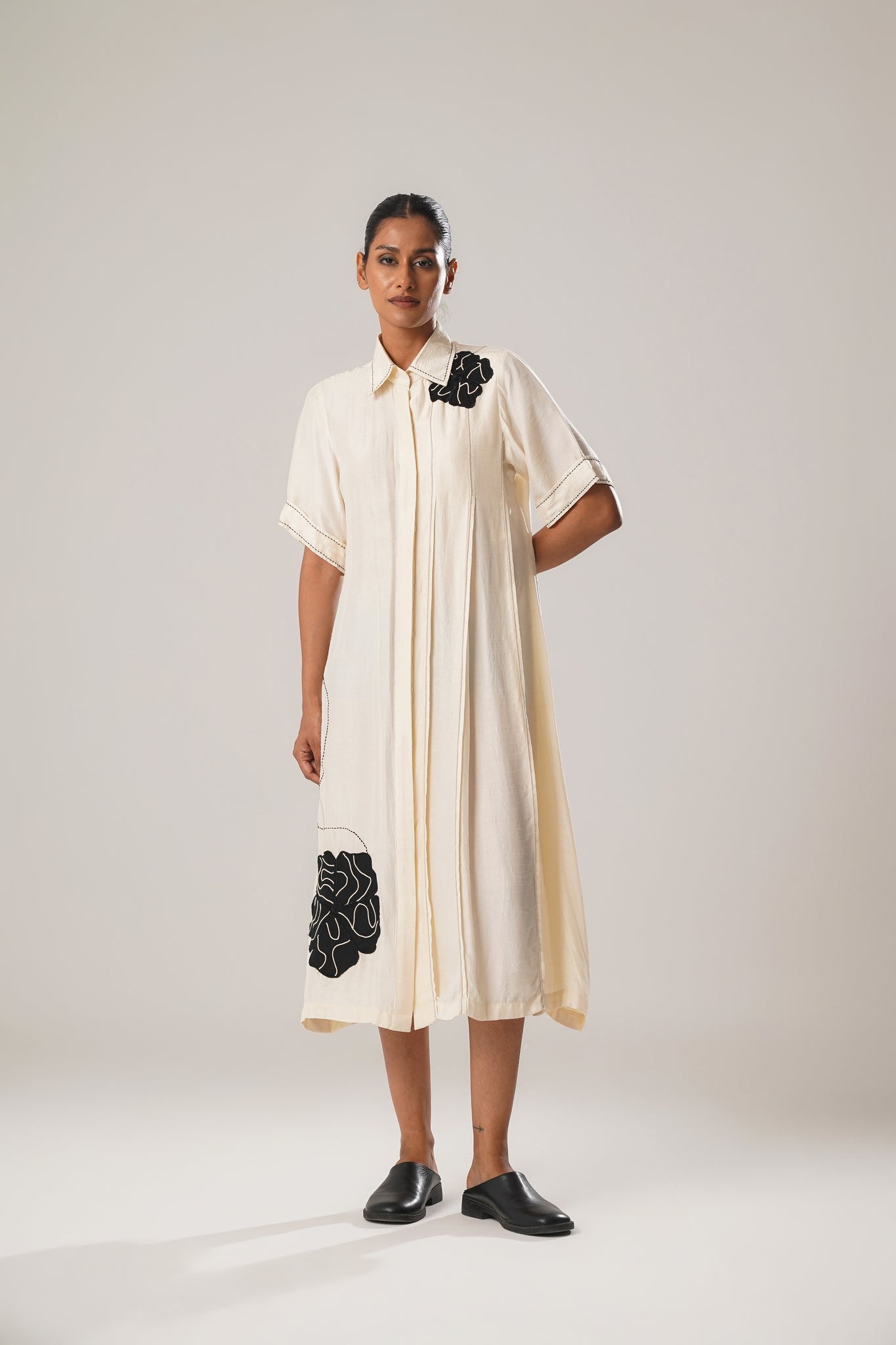 MJ White Pleated Dress - CiceroniDressesATBW