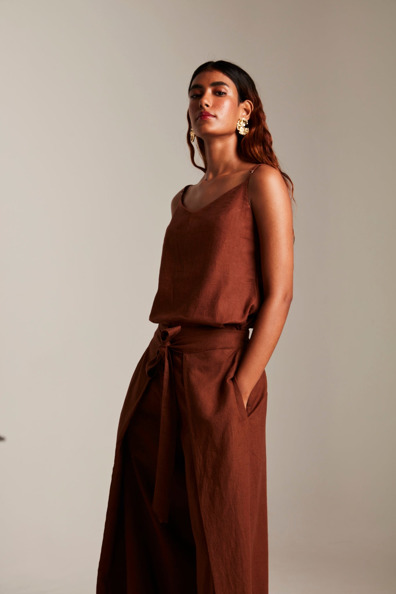 Mocha Co - Linen Camisole Top & Wrap Pants - CiceroniCo - ord SetSaphed