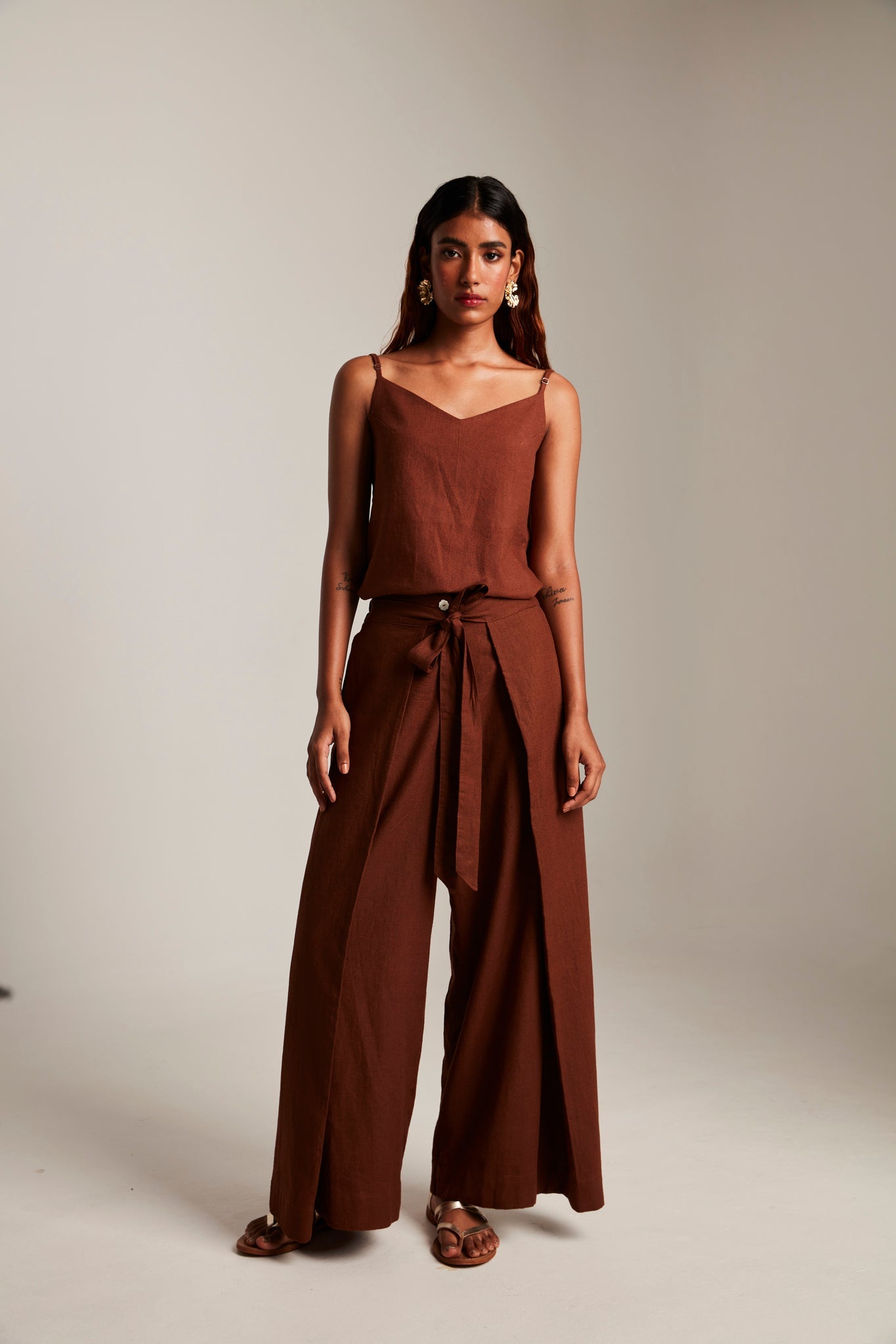 Mocha Co - Linen Camisole Top & Wrap Pants - CiceroniCo - ord SetSaphed