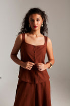 Mocha Co - Linen Side Slit Top & Skirt Set - CiceroniSkirt SetSaphed