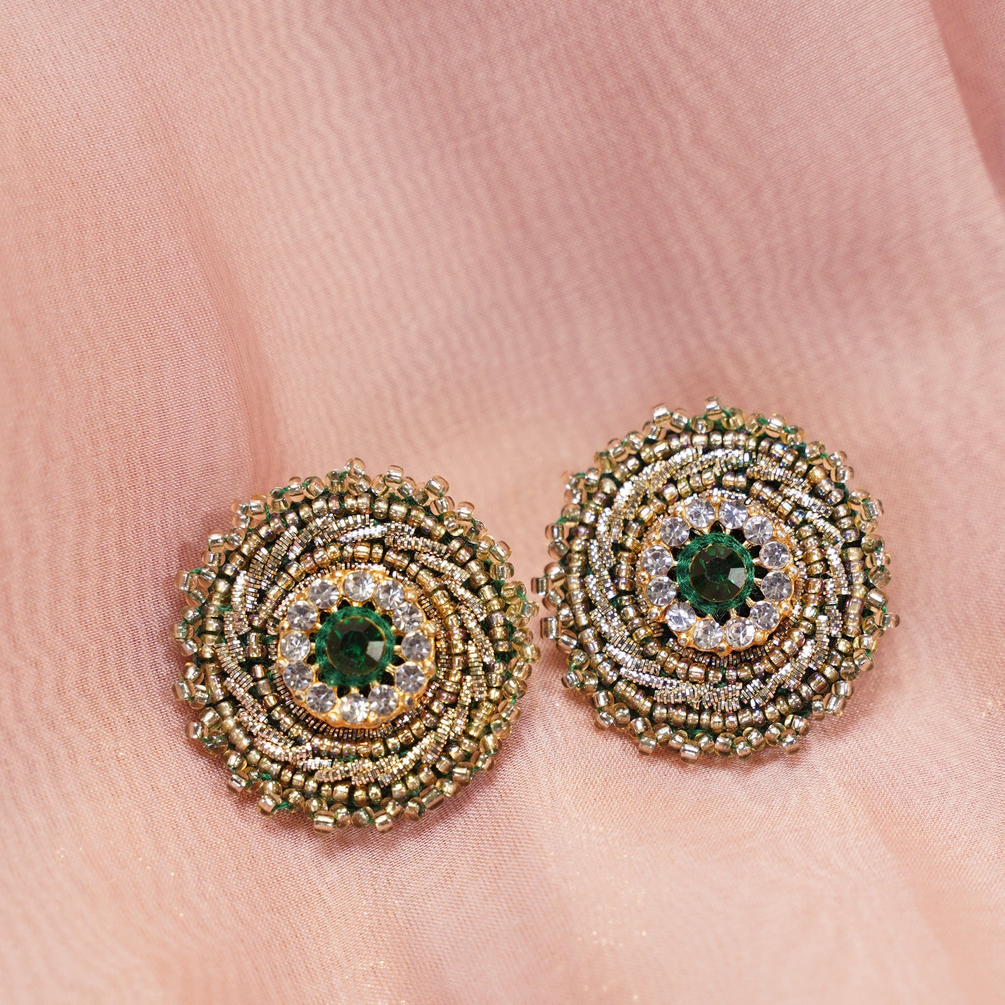 Moirra – Amina Emerald Green studs - CiceroniEarringsMoirra