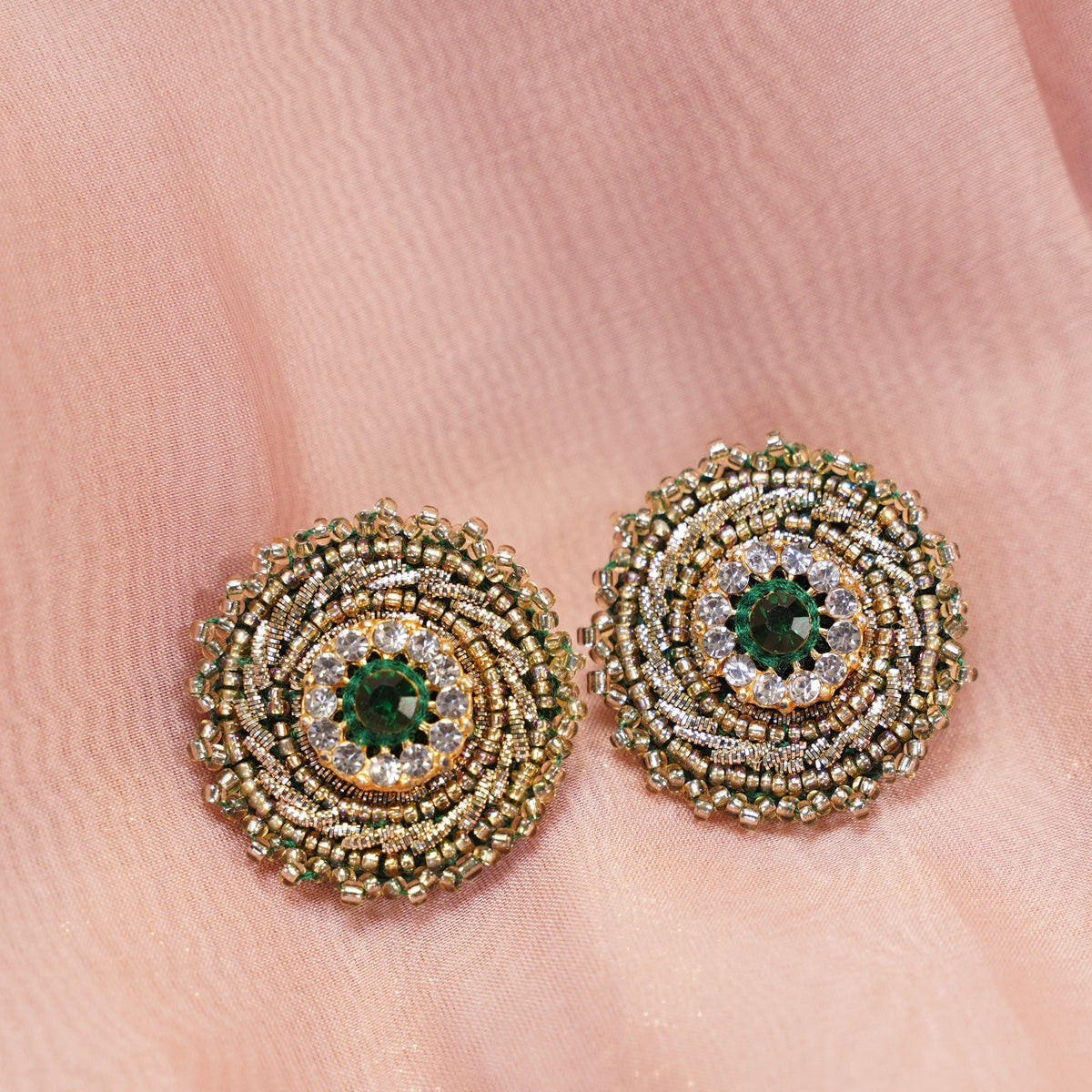 Moirra – Amina Emerald Green studs - CiceroniEarringsMoirra