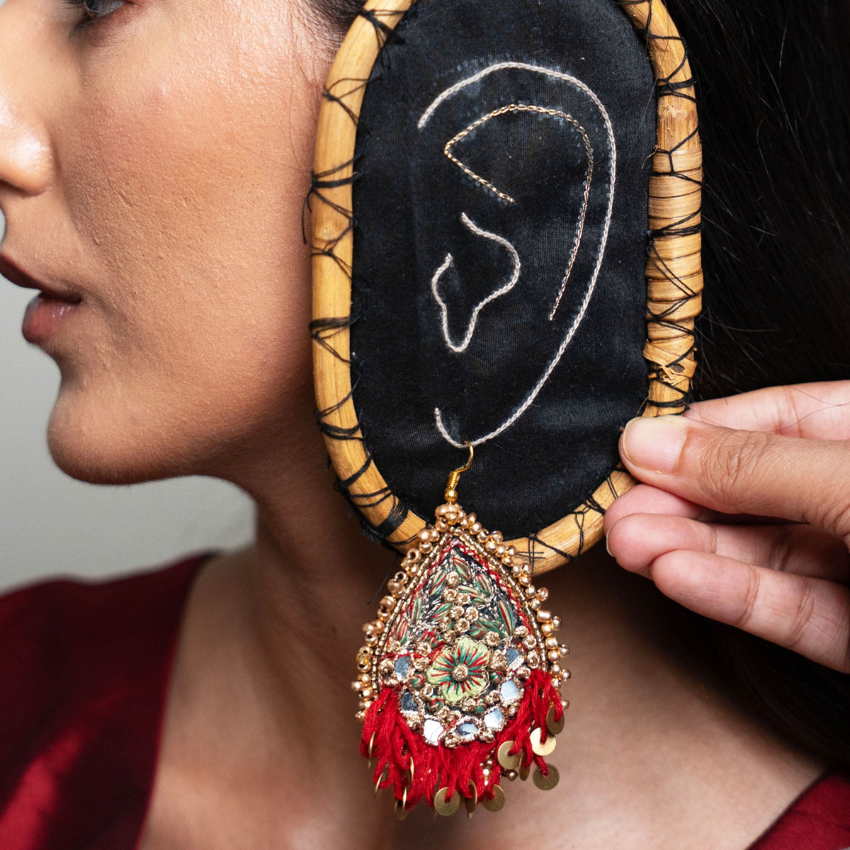 Moirra – Heena Maroon And Black Dangler - CiceroniEarringsMoirra
