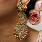 Moirra – Heer Earring, Creame and Gold Statement Earring - CiceroniEarringsMoirra
