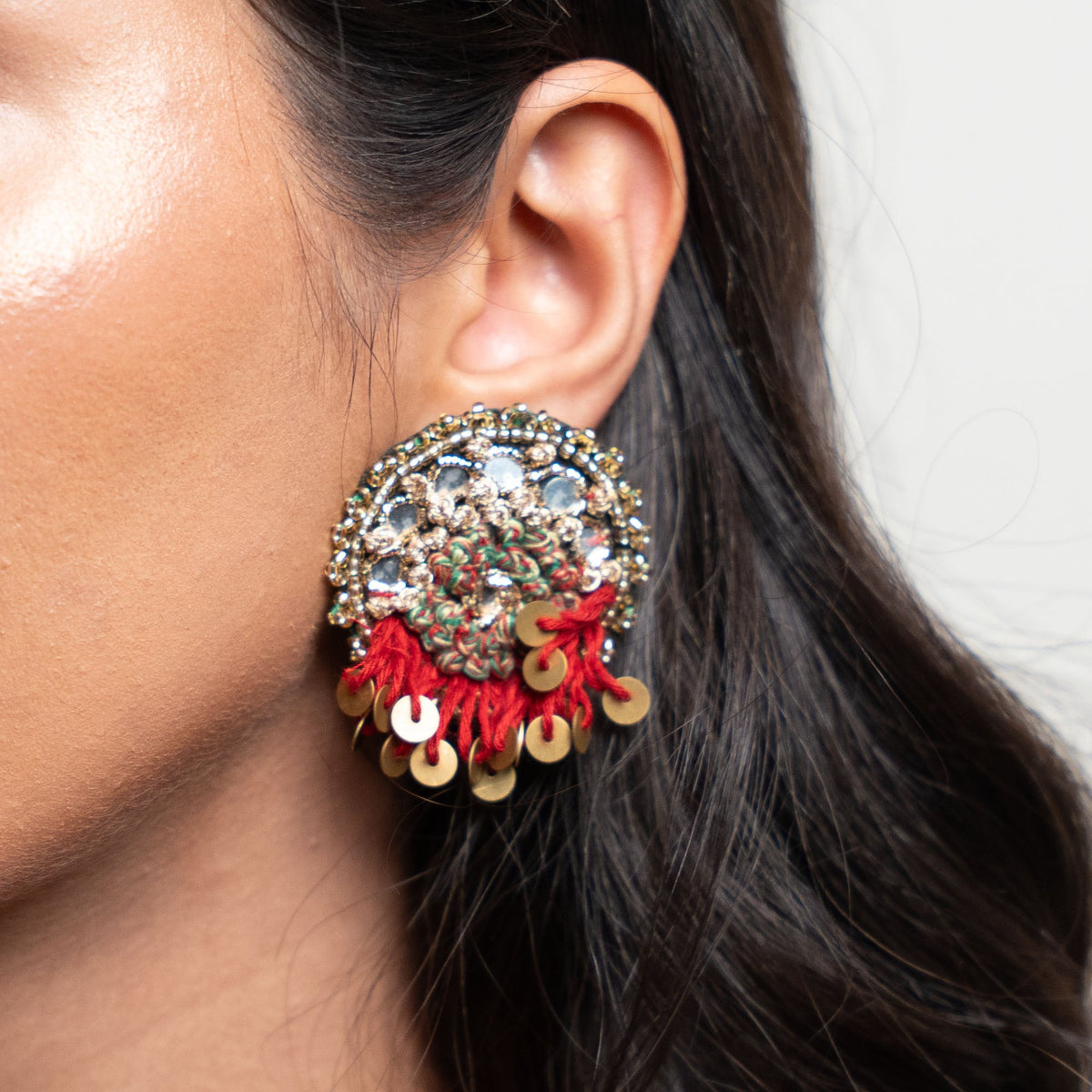 Moirra-Mastani Maroon and Green Studs - CiceroniEarringsMoirra