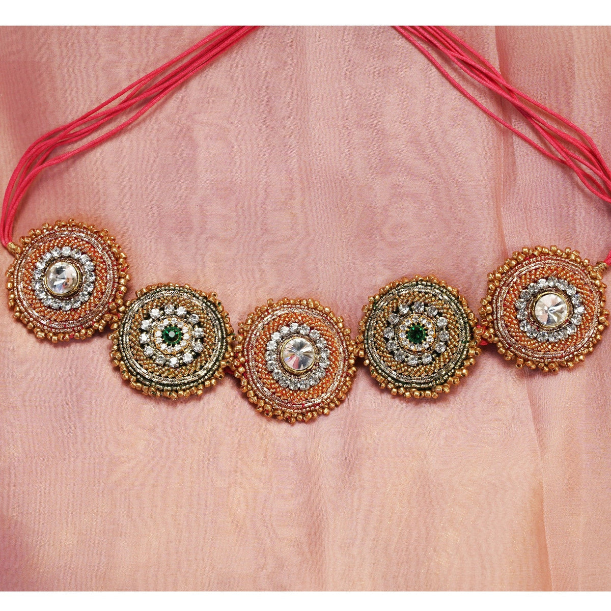 Moirra-Maya, Magenta and Emerald Green Choker - CiceroniNeckpieceMoirra