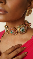 Moirra-Maya, Magenta and Emerald Green Choker - CiceroniNeckpieceMoirra