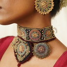 Moirra – Rani Haar, Maroon and Gold, Statement Choker - CiceroniNecklaceMoirra