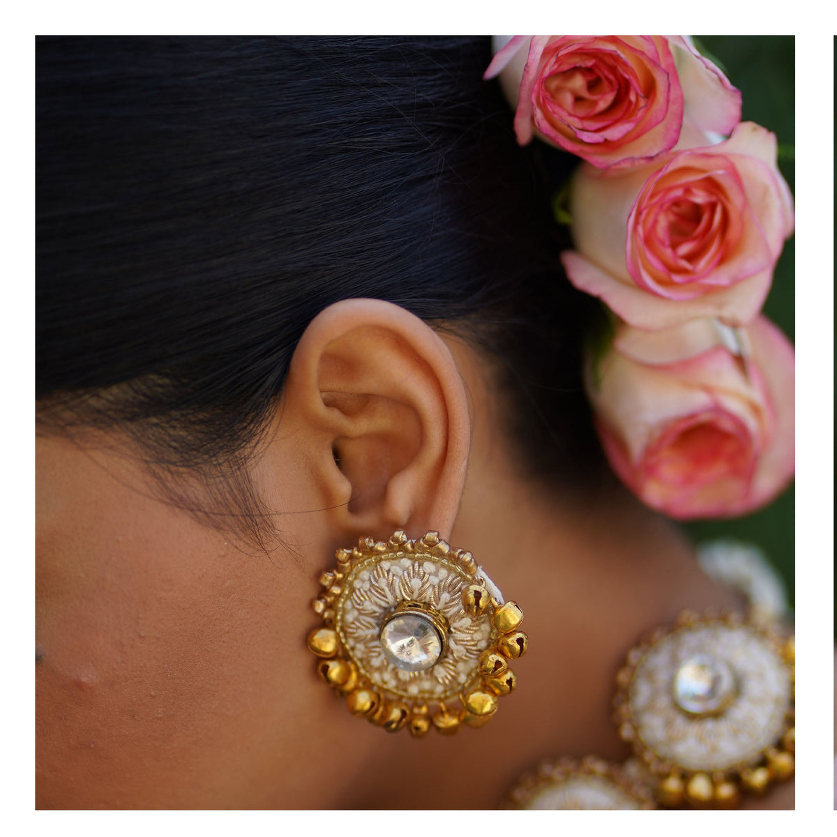 Moirra – Sundari Creame and Gold Studs - CiceroniEarringsMoirra