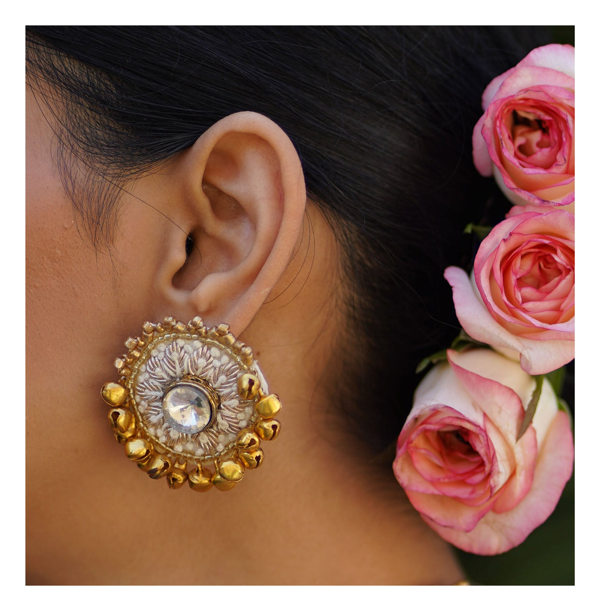 Moirra – Sundari Creame and Gold Studs - CiceroniEarringsMoirra