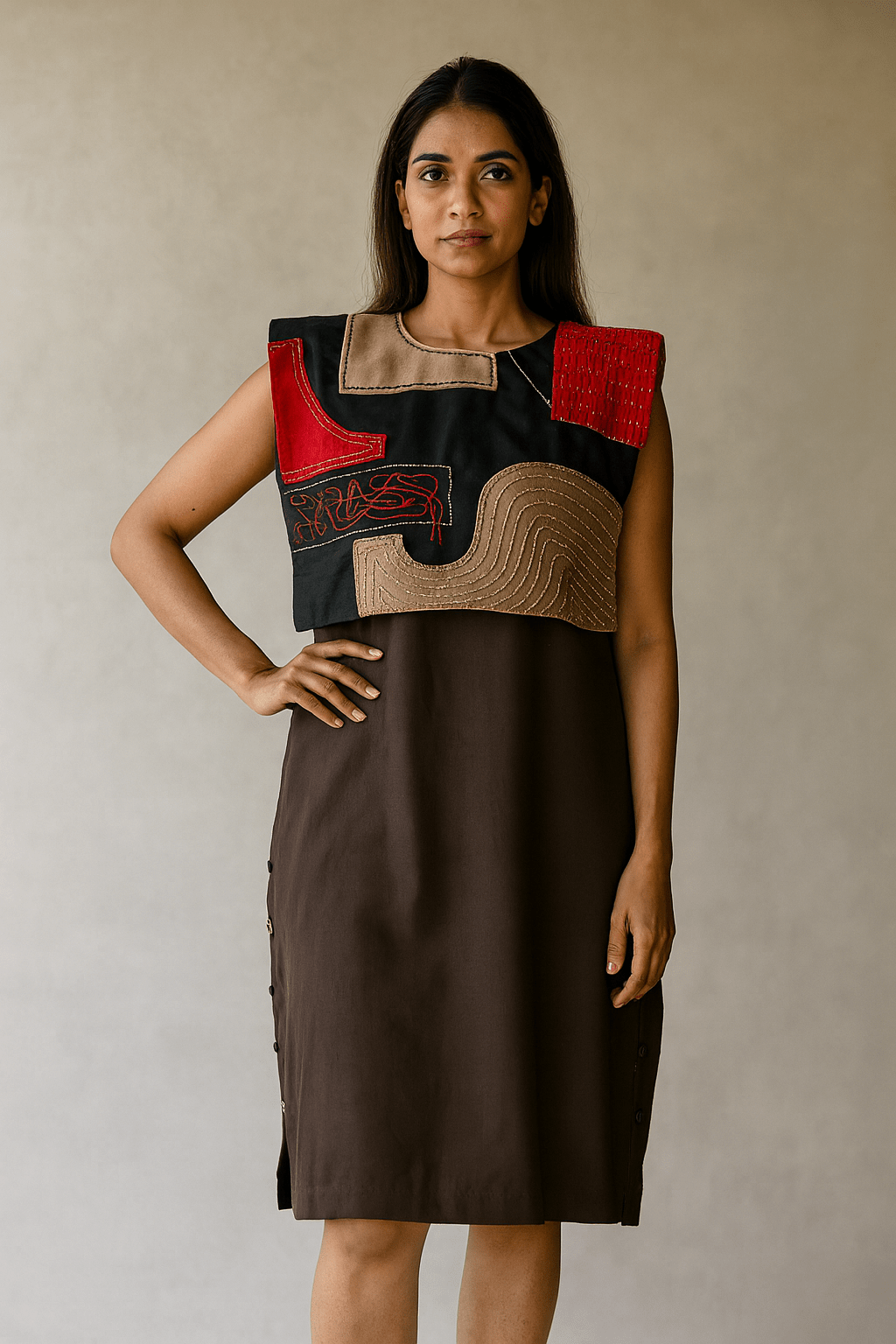 Monolith Patch Front Short Dress - CiceroniDressesArtbeats by Keerthana